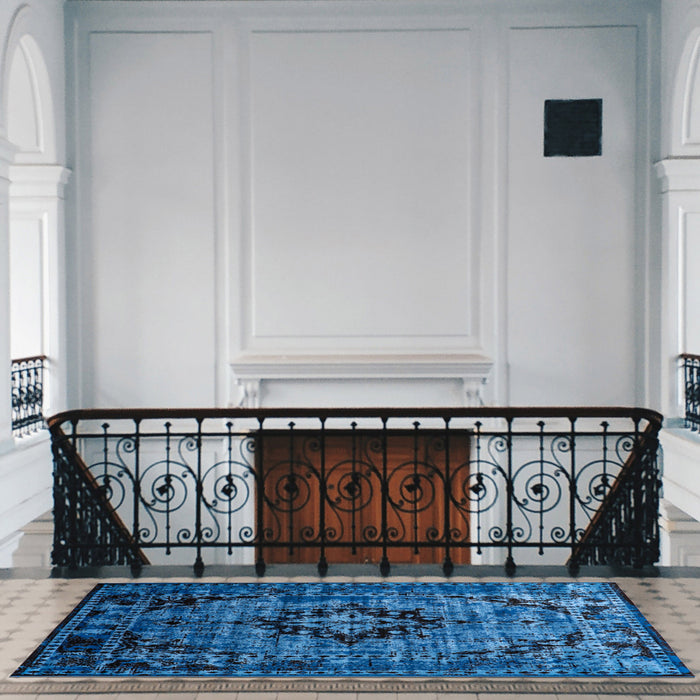 Carpette Chenta bleue 6 pi 7 po x 9 pi 6 po
