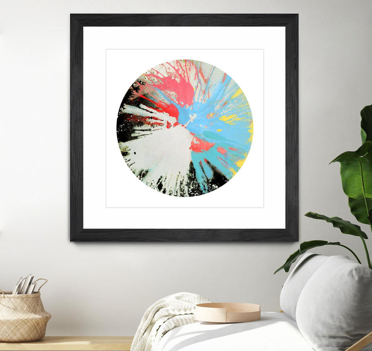 Œuvre d’art murale encadrée noire et mate « Spin Art 10 » 36 x 36