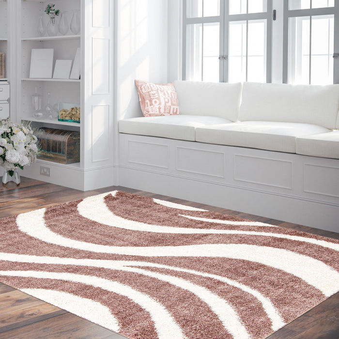 Carpette à poil long Luci rose 3 pi 11 po x 6 pi 0 po