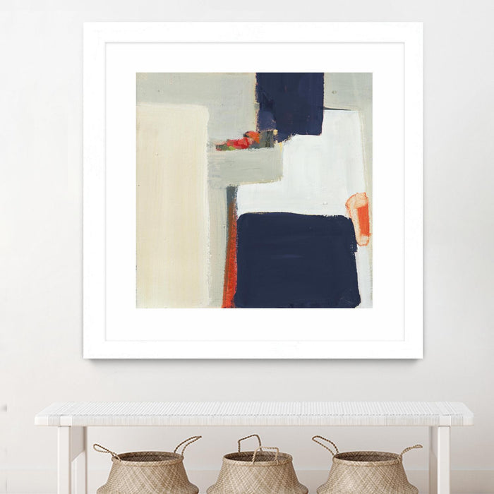 Œuvre d’art murale encadrée blanche et mate « Bay Bridge V1 » 36 x 36