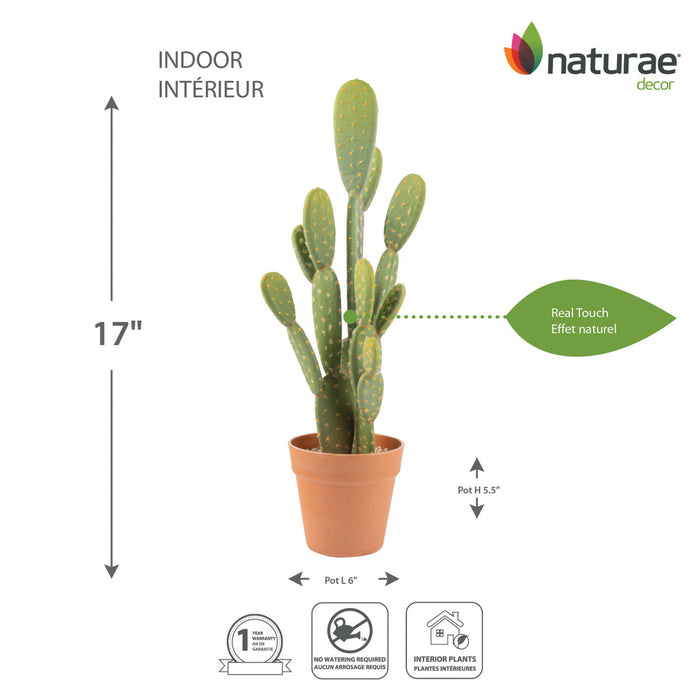 Cactus opuntia artificiel de 21 po en pot terracotta