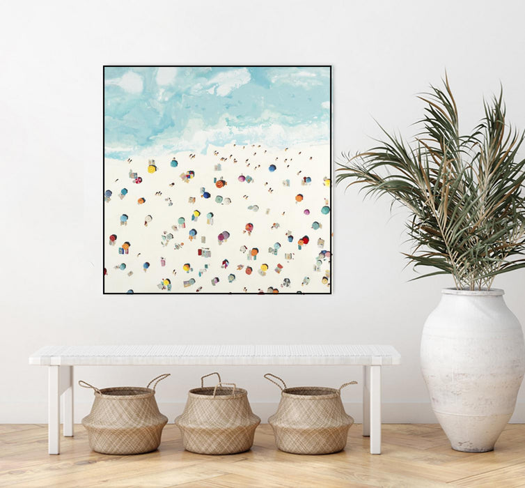 Œuvre d'art murale sur toile encadrée noire « Beach Days » 20 x 20