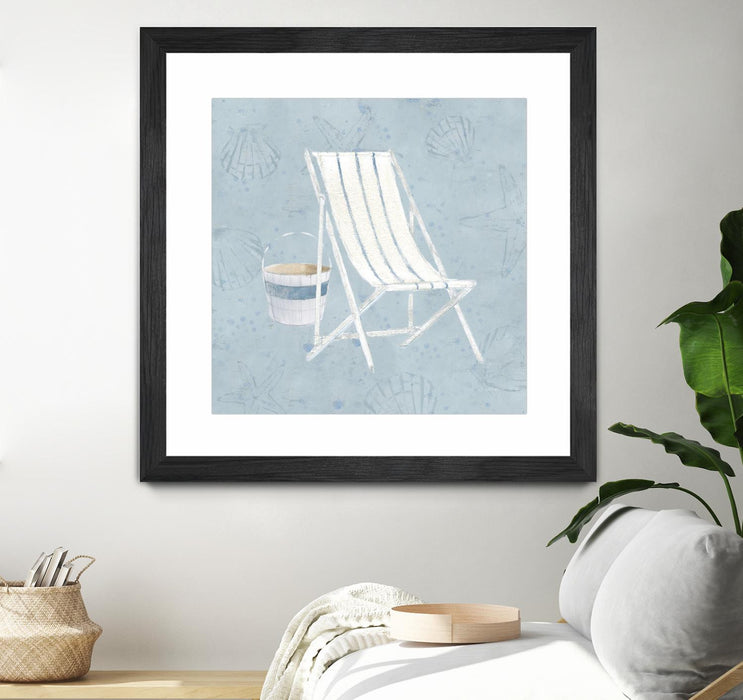 Œuvre d’art murale encadrée noire et mate « Serene Seaside Iii » 36 x 36