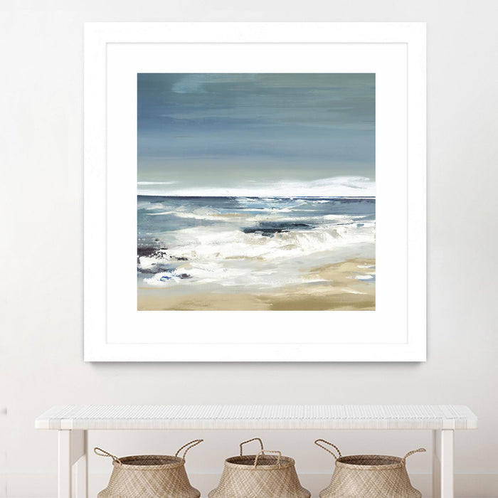Œuvre d’art murale encadrée blanche et mate « East Coast Ii » 30 x 30