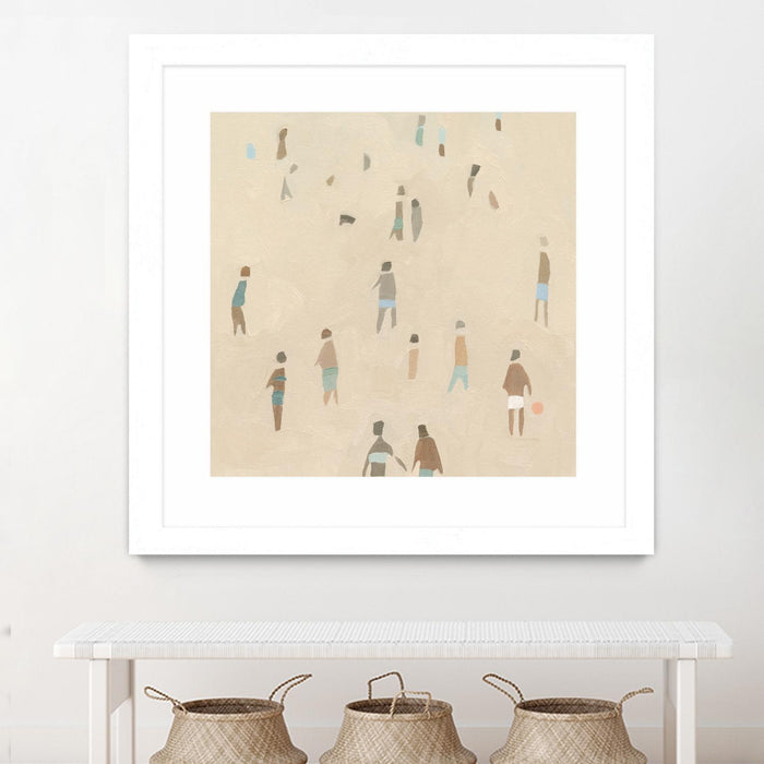 Œuvre d’art murale encadrée blanche et mate « Beach Goer Iv » 36 x 36