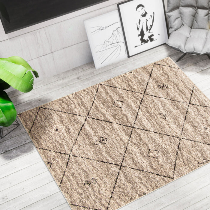 Tapis Grande, gris / brun, 3 pi 11 po X 5 pi 7 po