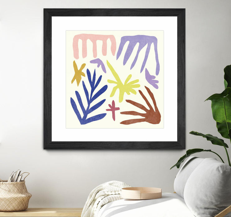 Œuvre d’art murale encadrée noire et mate « Coral Construction Ii » 30 x 30