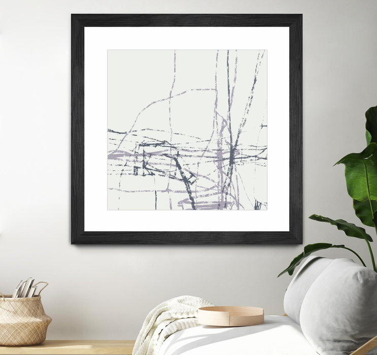 Œuvre d’art murale encadrée noire et mate « Chalk Doodles H » 36 x 36