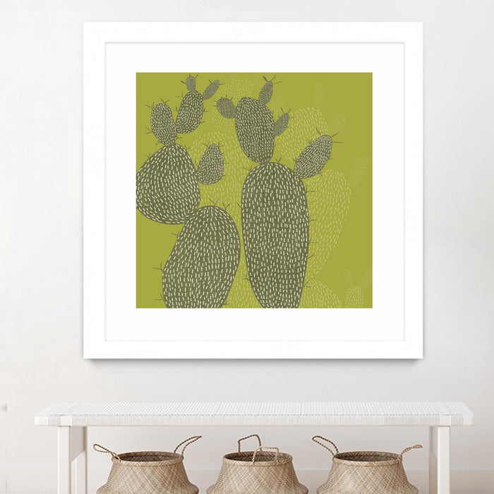 Œuvre d’art murale encadrée blanche et mate « Opuntia I » 36 x 36