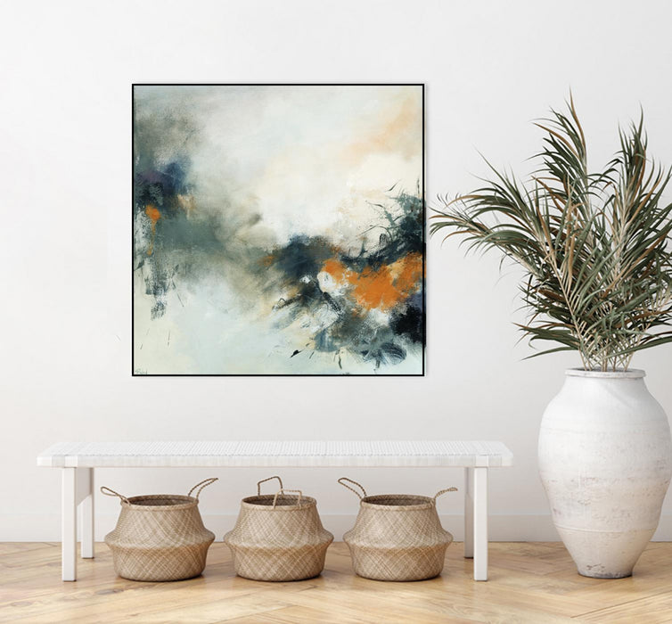 Œuvre d'art murale sur toile encadrée noire « Transition » 20 x 20