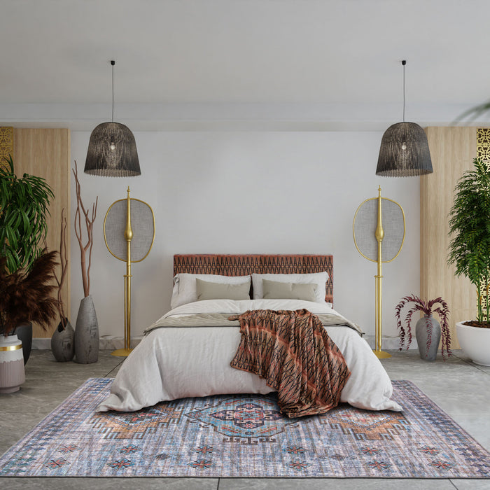 Carpette Kashkuli bleue 5 pi 3 po x 8 pi 0 po
