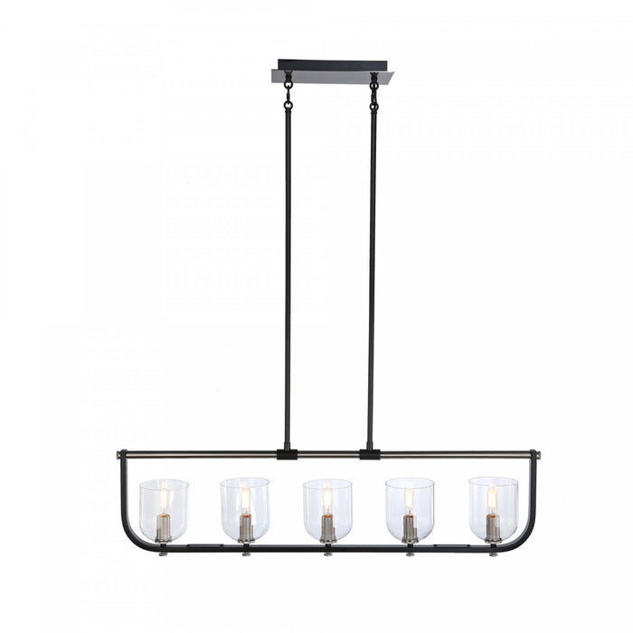 Luminaire pour îlot Cheshire noir et nickel à 5 ampoules