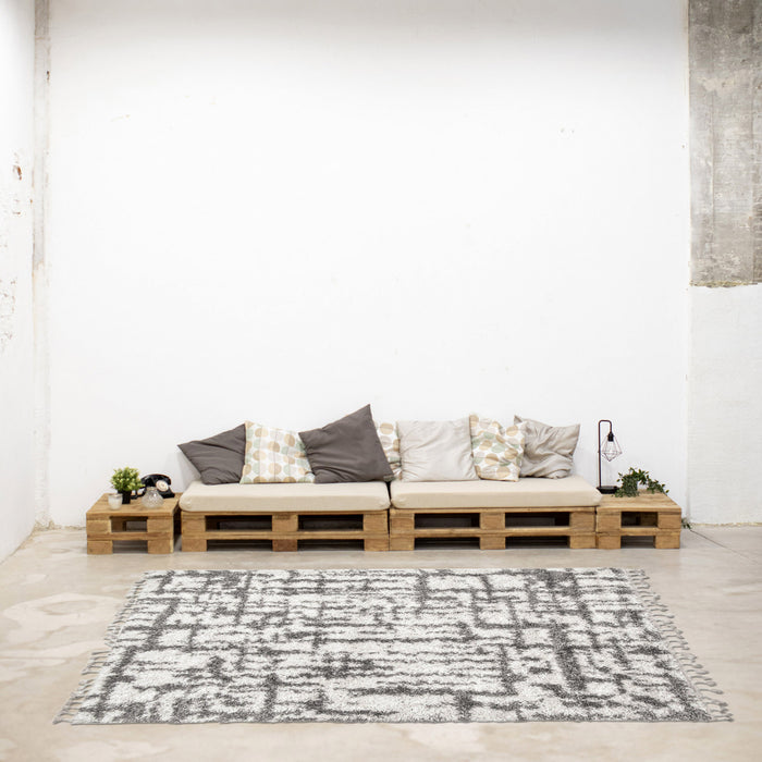 Carpette à poil long Helma Urban gris claircrème 5 pi 3 po x 7 pi 3 po