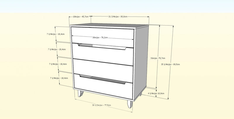 Commode verticale Nordika à 4 tiroirs - noire