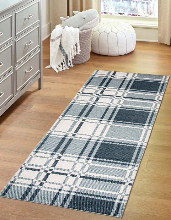 Carpette Roma bleue lavable à la machine - 2 pi 6 po x 8 pi 0 po