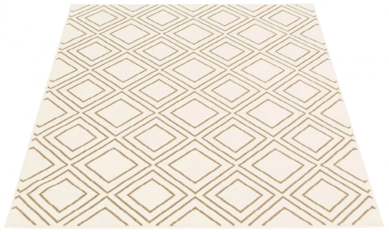 Carpette August blanc géodebrun clair 6 pi 7 po x 9 pi 6 po