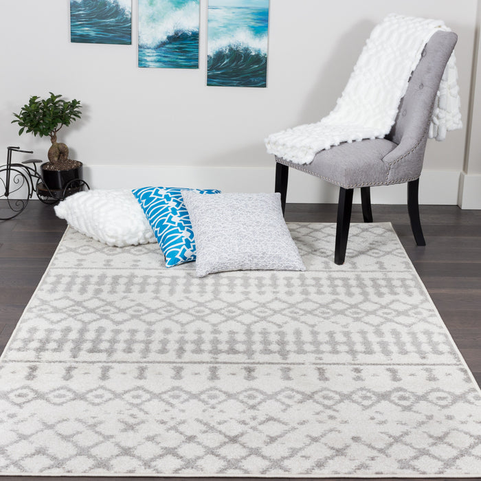 Carpette Lav grise à motifs marocains 5 x 8