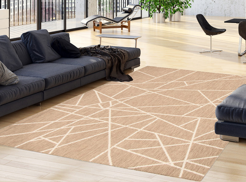 Carpette Sadie Abstract Taupe-Champagne - 5 pi 3 pox 7 pi 7 po