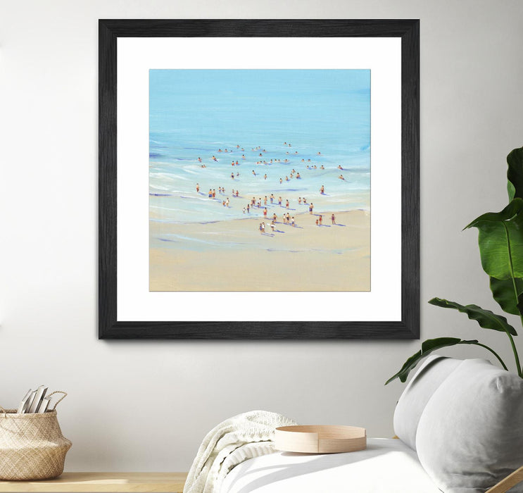Œuvre d’art murale encadrée noire et mate « Beach Day I » 36 x 36