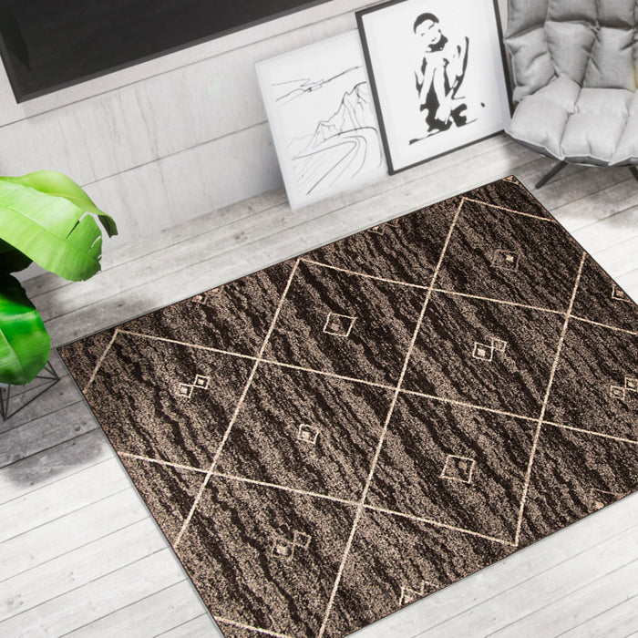 Tapis Grande Marron / Ivoire 3pi 11 po X 5pi 7po