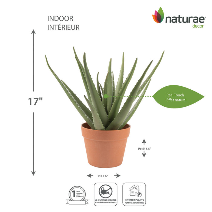 Aloe vera artificiel de 17 po en pot terracotta