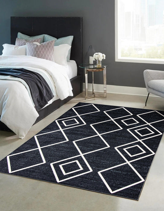 Carpette Kenza bleue lavable à la machine - 6 pi 0 po x 9 pi 0 po