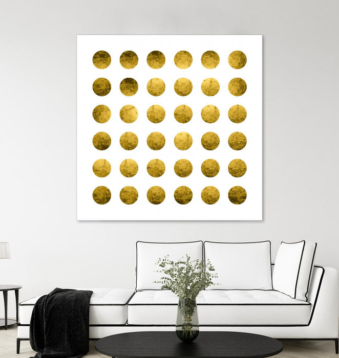 Œuvre d’art murale Giant Art « Golden Spots White » 54 x 54