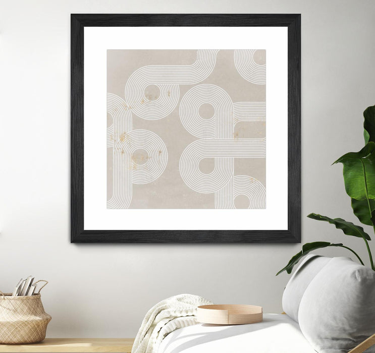 Œuvre d’art murale encadrée noire et mate « Fluxus I » 30 x 30
