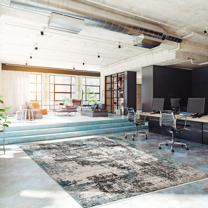 Carpette Emmylou bleue 3 pi 11 po x 5 pi 11 po