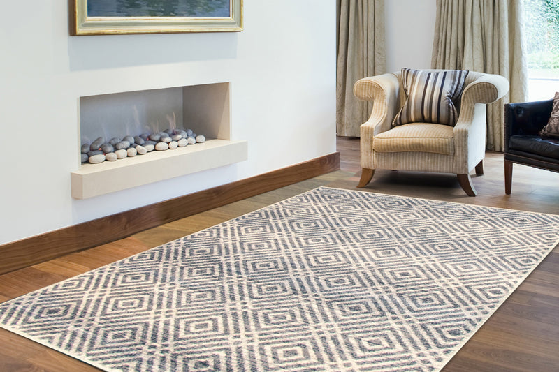 Carpette Electra argent-couleur pétrole - 7 pi 10 pox 10 pi 2 po