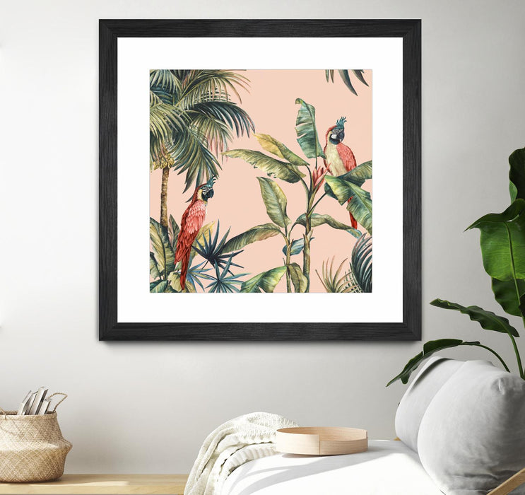 Œuvre d'art murale sur toile encadrée noire « Tropicano Ii » 30 x 30