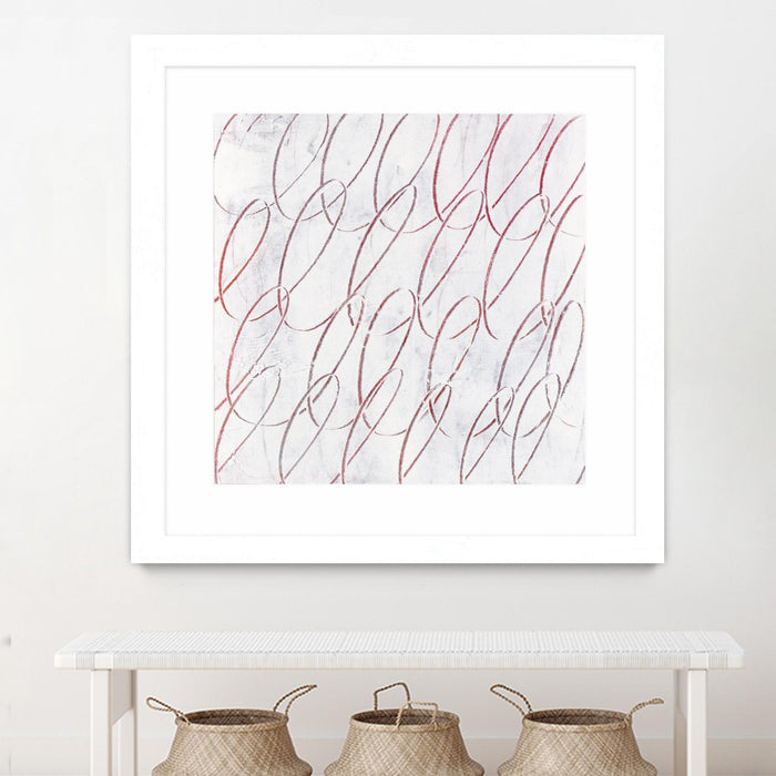 Œuvre d’art murale encadrée blanche et mate « Hula I » 36 x 36