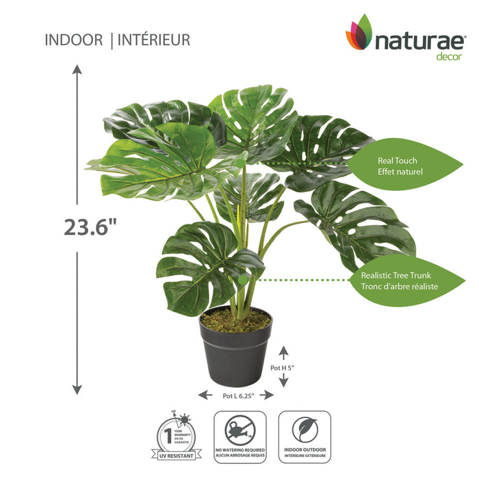 Monstera artificiel de 23 po en pot noir