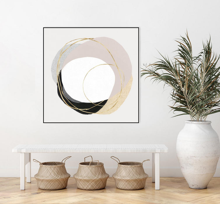 Œuvre d’art murale sur toile encadrée noire « Ring Of Gold Ii » 20 x 20
