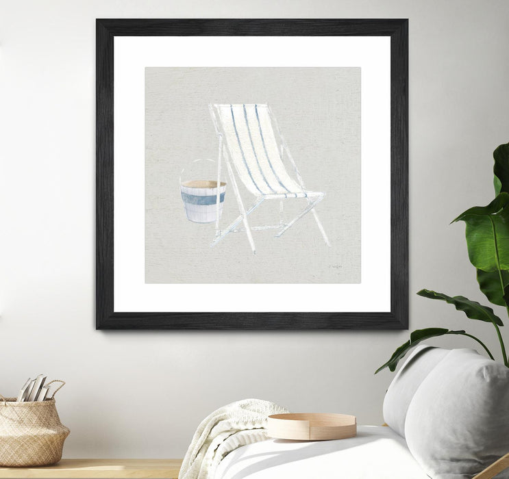 Œuvre d’art murale encadrée noire et mate « Serene Seaside Iii Tan » 30 x 30