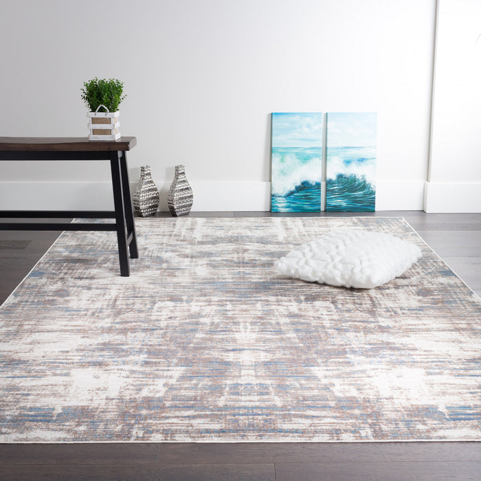 Carpette Shi bleue à motifs abstraits 5 x 8