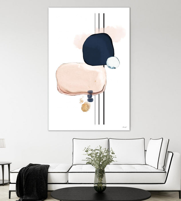Œuvre d’art murale Giant Art « Abstract Study Blush And Navy Blue » 84 x 54