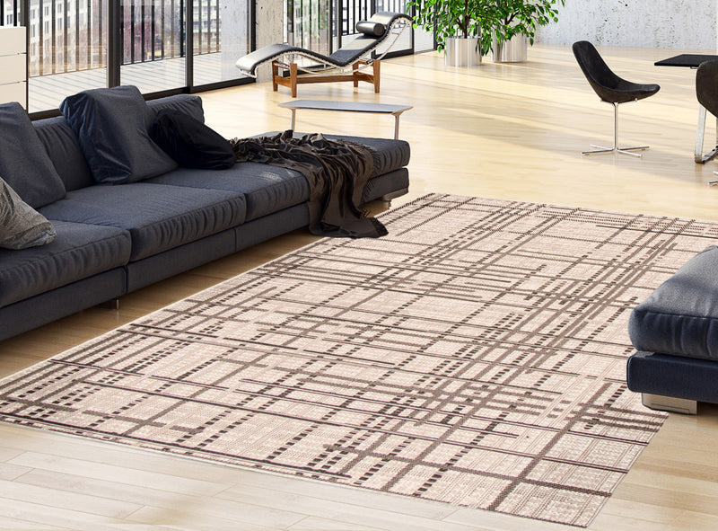 Carpette Sadie Burburry argent-noir - 5 pi 3 pox 7 pi 7 po