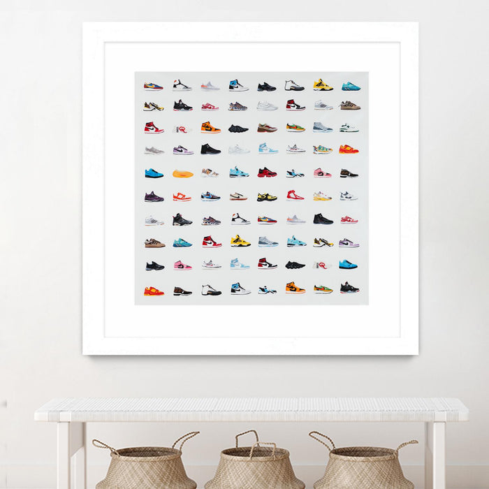 Œuvre d’art murale encadrée blanche et mate « Life Is Short Buy The Shoes » 36 x 36