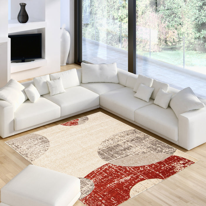 Carpette Ellegance ivoirerouge 6 pi 7 po x 9 pi 6 po