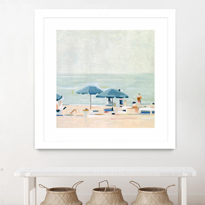 Œuvre d’art murale encadrée blanche et mate « If It's The Beaches I » 30 x 30