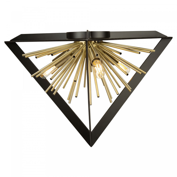 Plafonnier affleuré Sunburst noir mat et laiton satiné