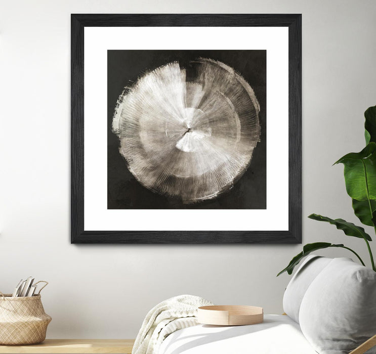 Œuvre d’art murale encadrée noire et mate « Touch Of Silver » 30 x 30