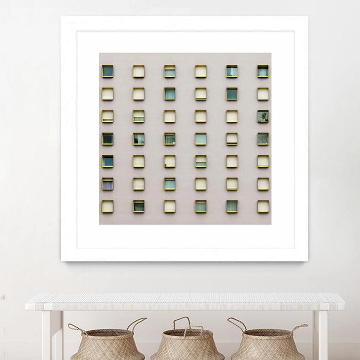 Œuvre d’art murale encadrée blanche et mate « Windows Ii » 36 x 36