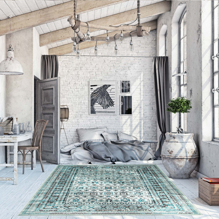 Carpette Awena turquoise 5 pi 3 po x 7 pi 7 po