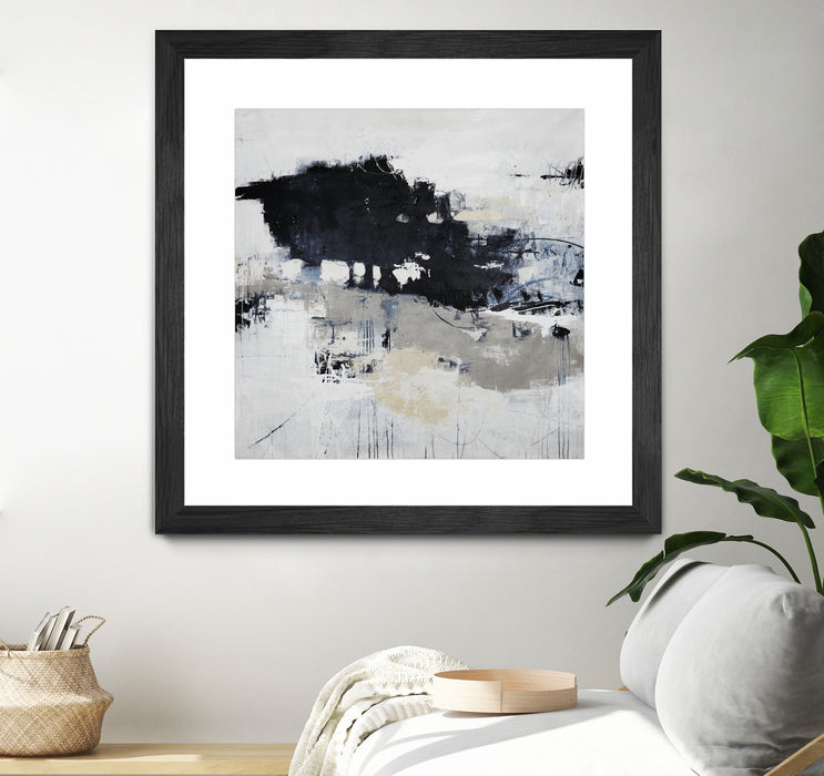 Œuvre d’art murale encadrée noire et mate « Big Bonanza » 36 x 36