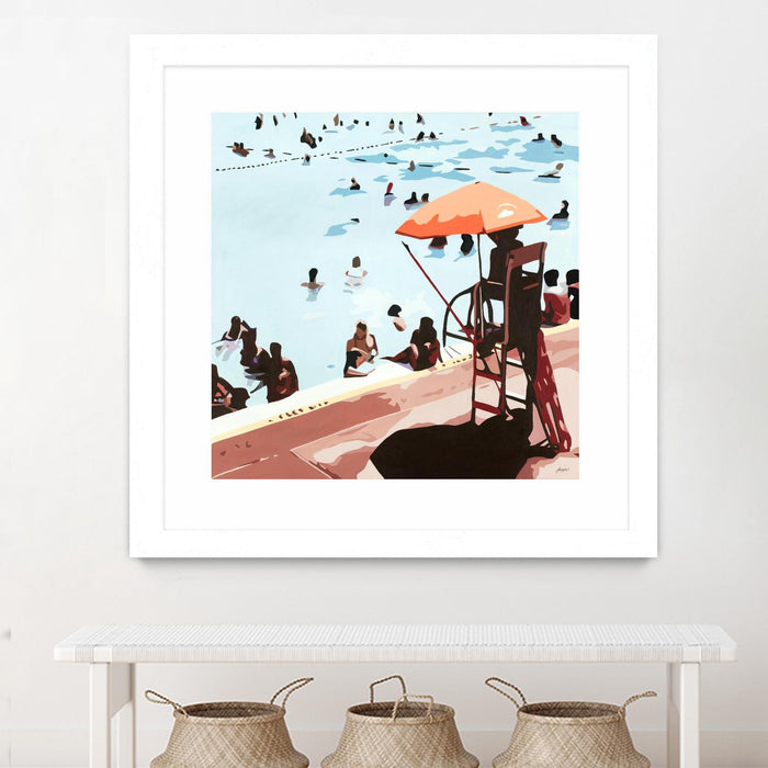 Œuvre d’art murale encadrée blanche et mate « It's All Going Just Swimmingly » 36 x 36