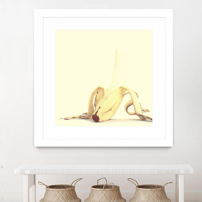 Œuvre d’art murale encadrée blanche et mate « Banada Honey Puff » 36 x 36