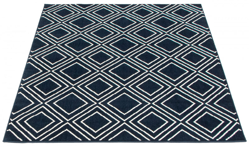 Carpette August bleu marine géodeblanc 6 pi 7 po x 9 pi 6 po
