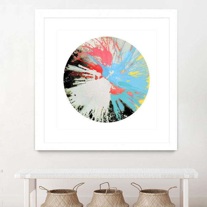 Œuvre d’art murale encadrée blanche et mate « Spin Art 10 » 36 x 36